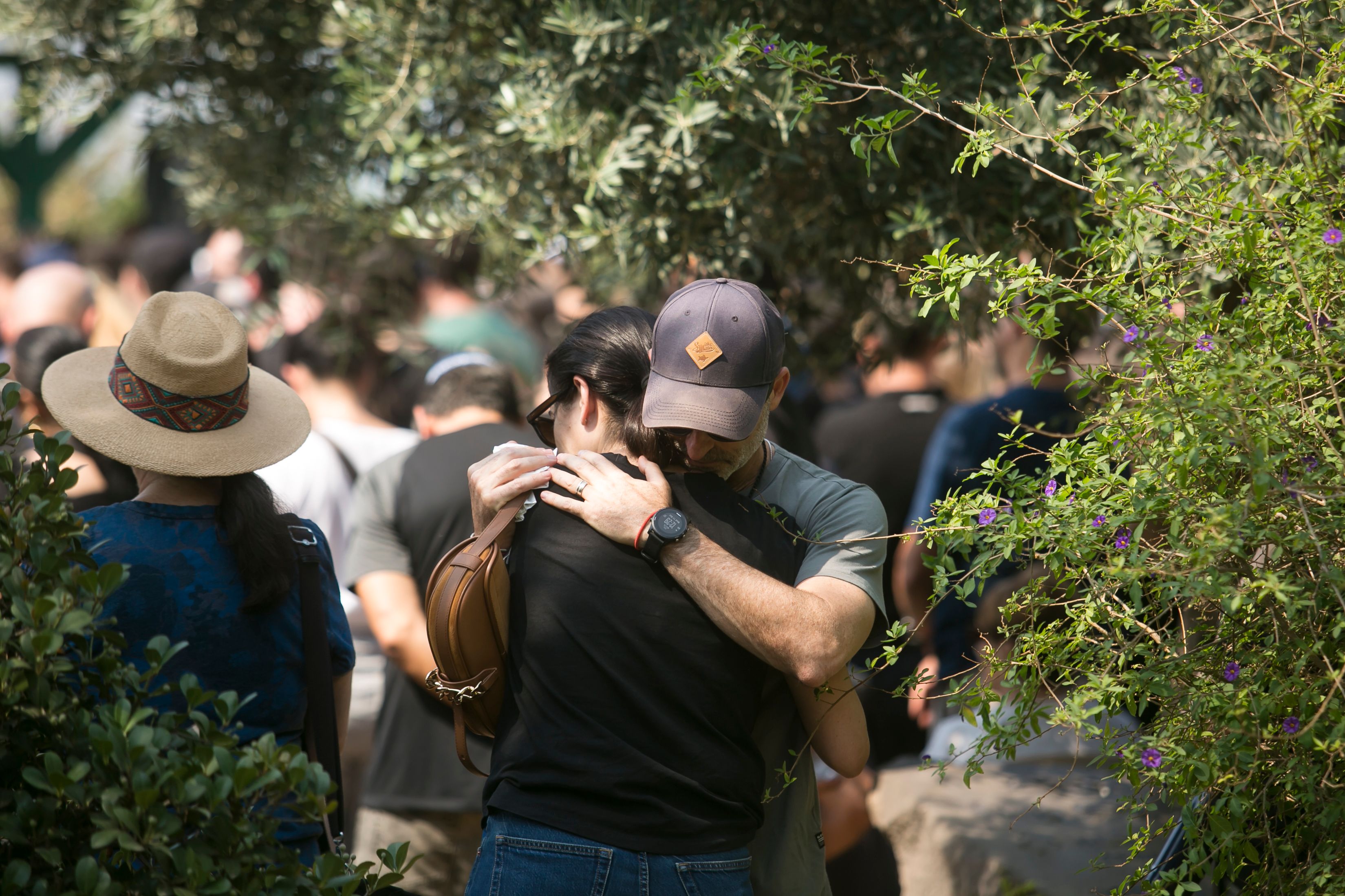 Friends and family grieve at a funeral in Israel