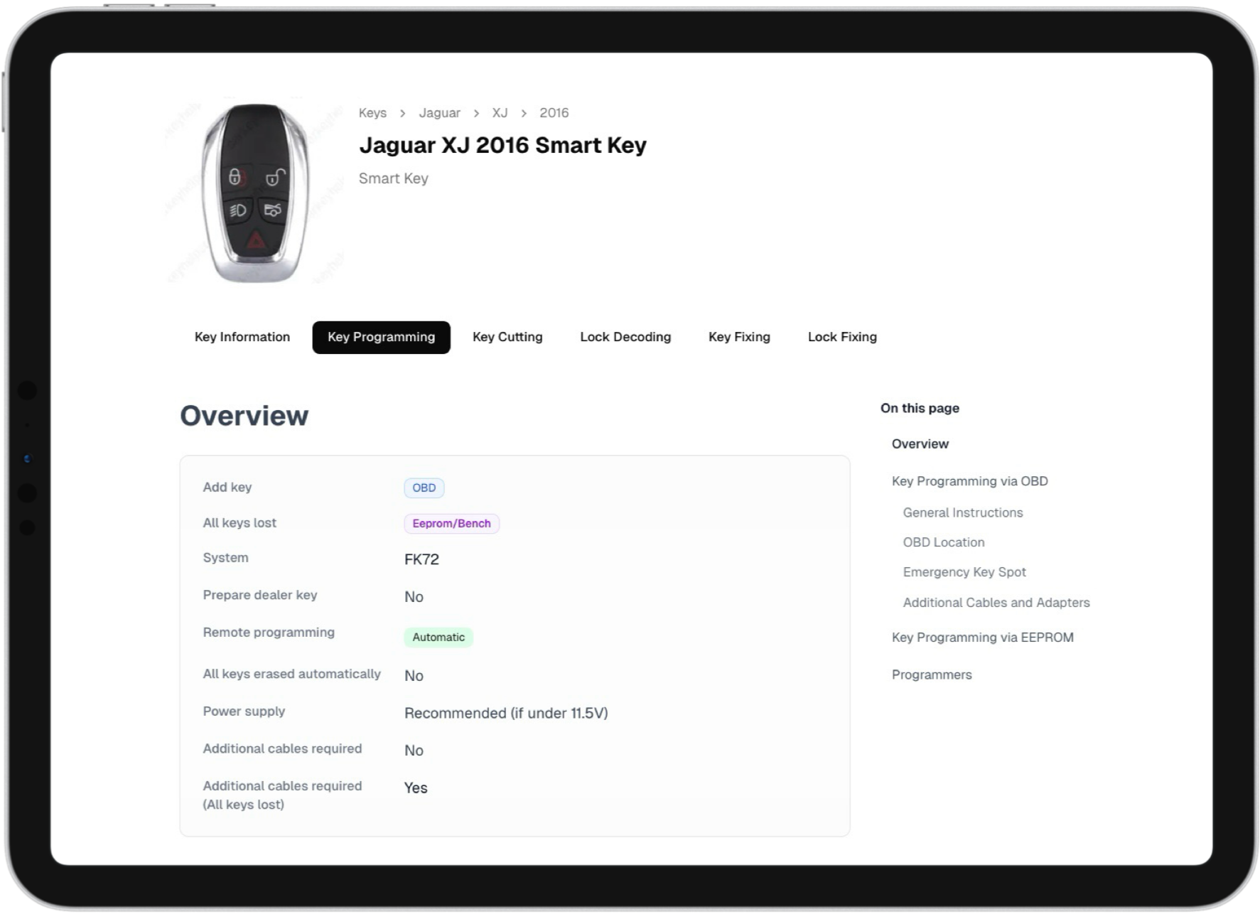Car Key Programming Platform – All the Data You Need