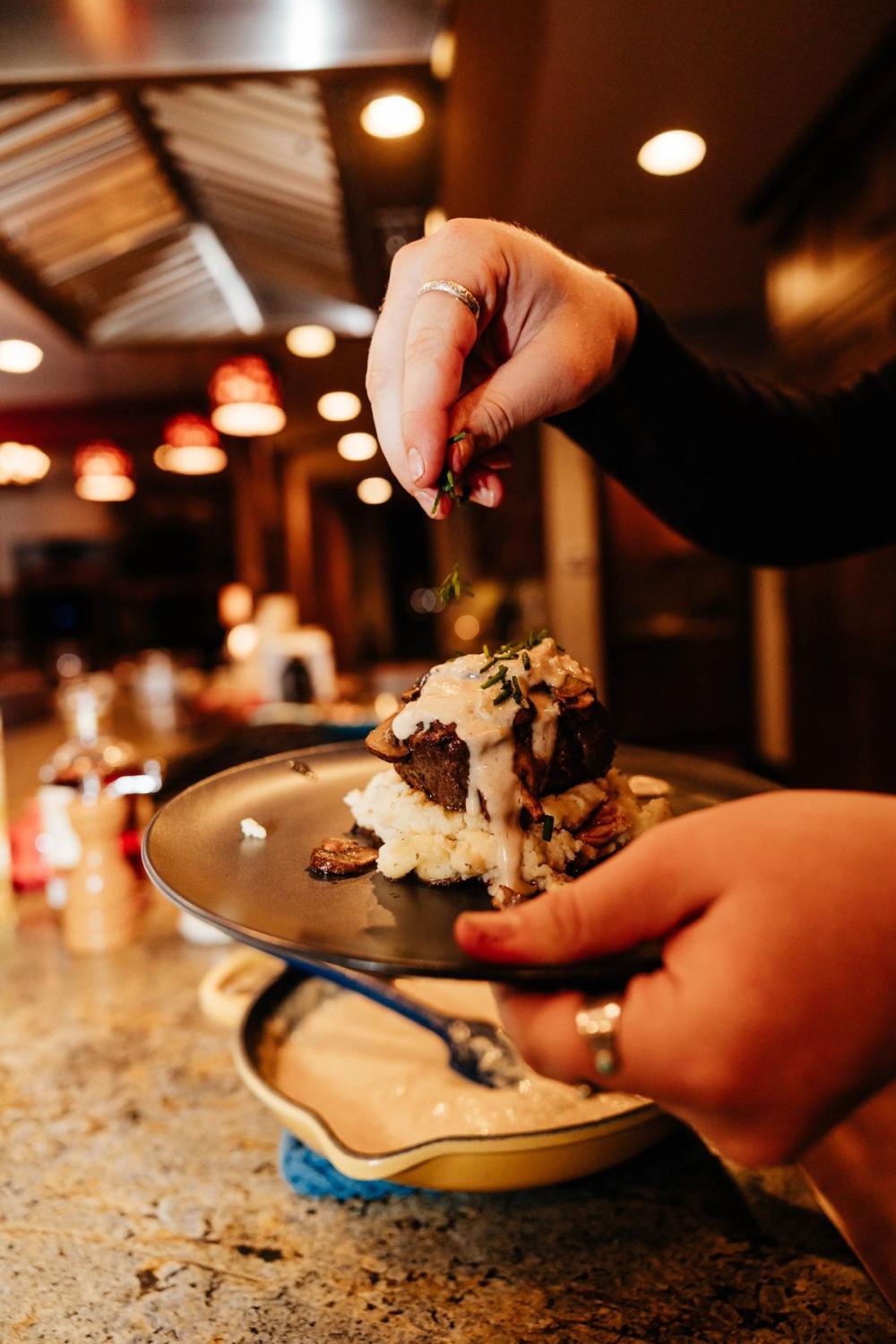 Campbell plating a dinner before it goes out