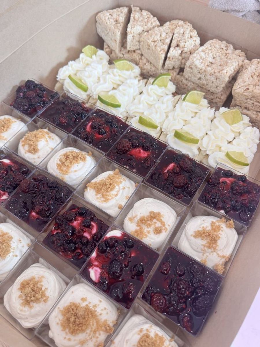 Dessert cups layered with berries and cream