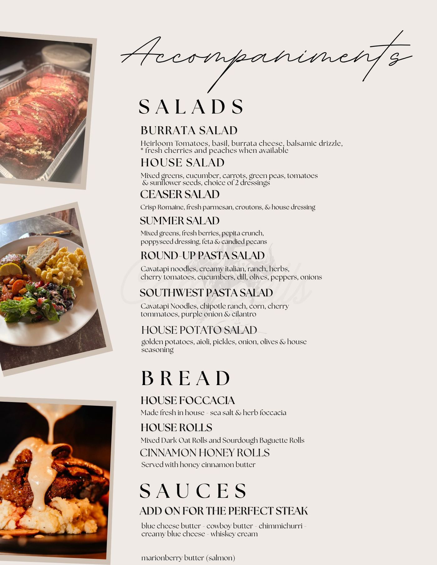 Dinner & Buffet Menu, page 3