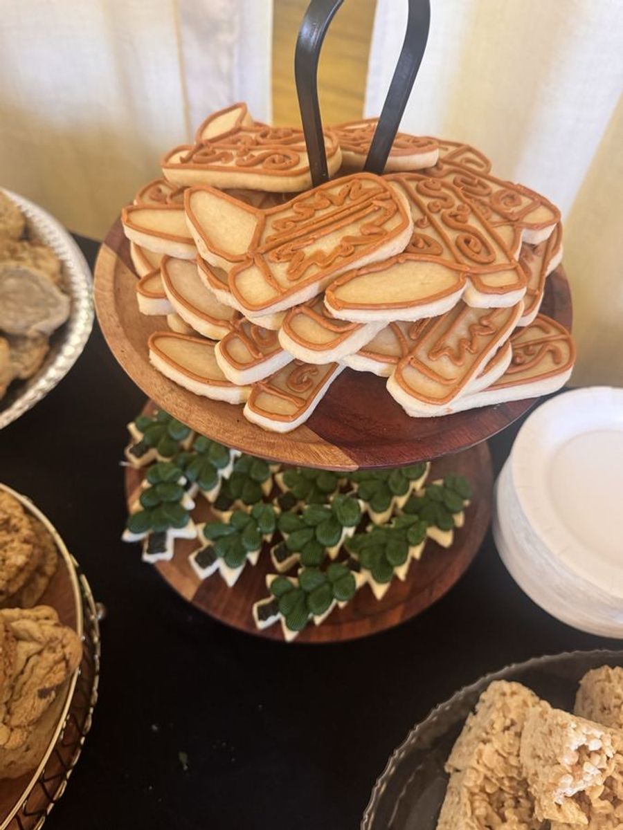 Tower of cookies on a serving stand