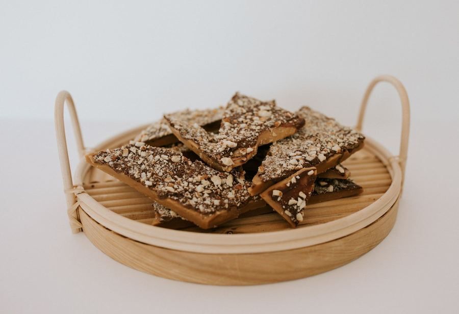 Tray of toffee bark