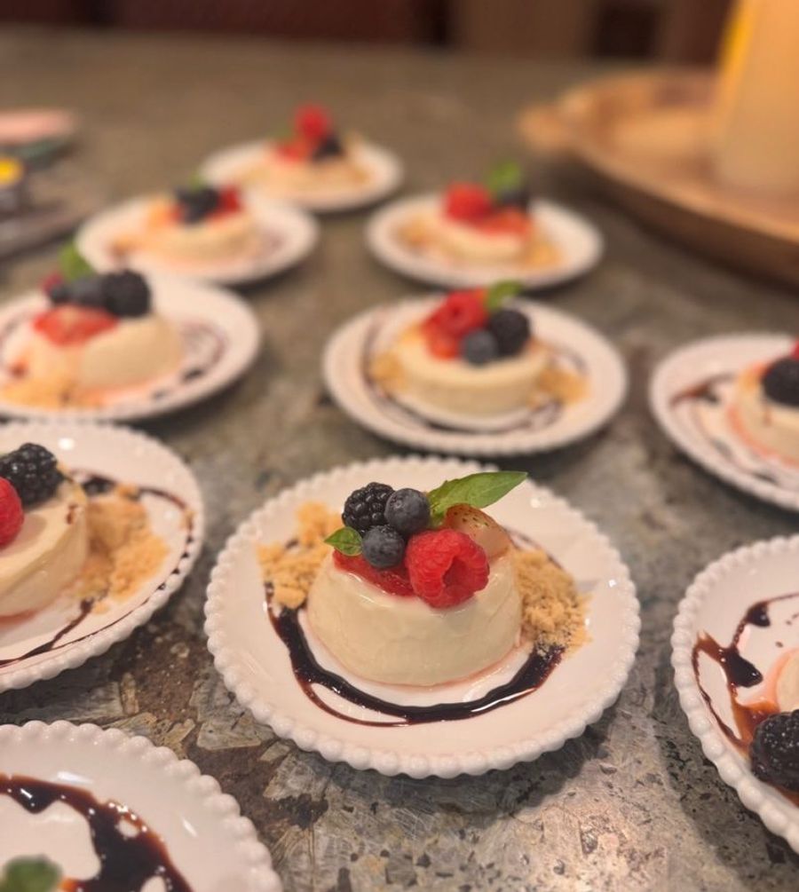 Mini cheesecakes topped with berries