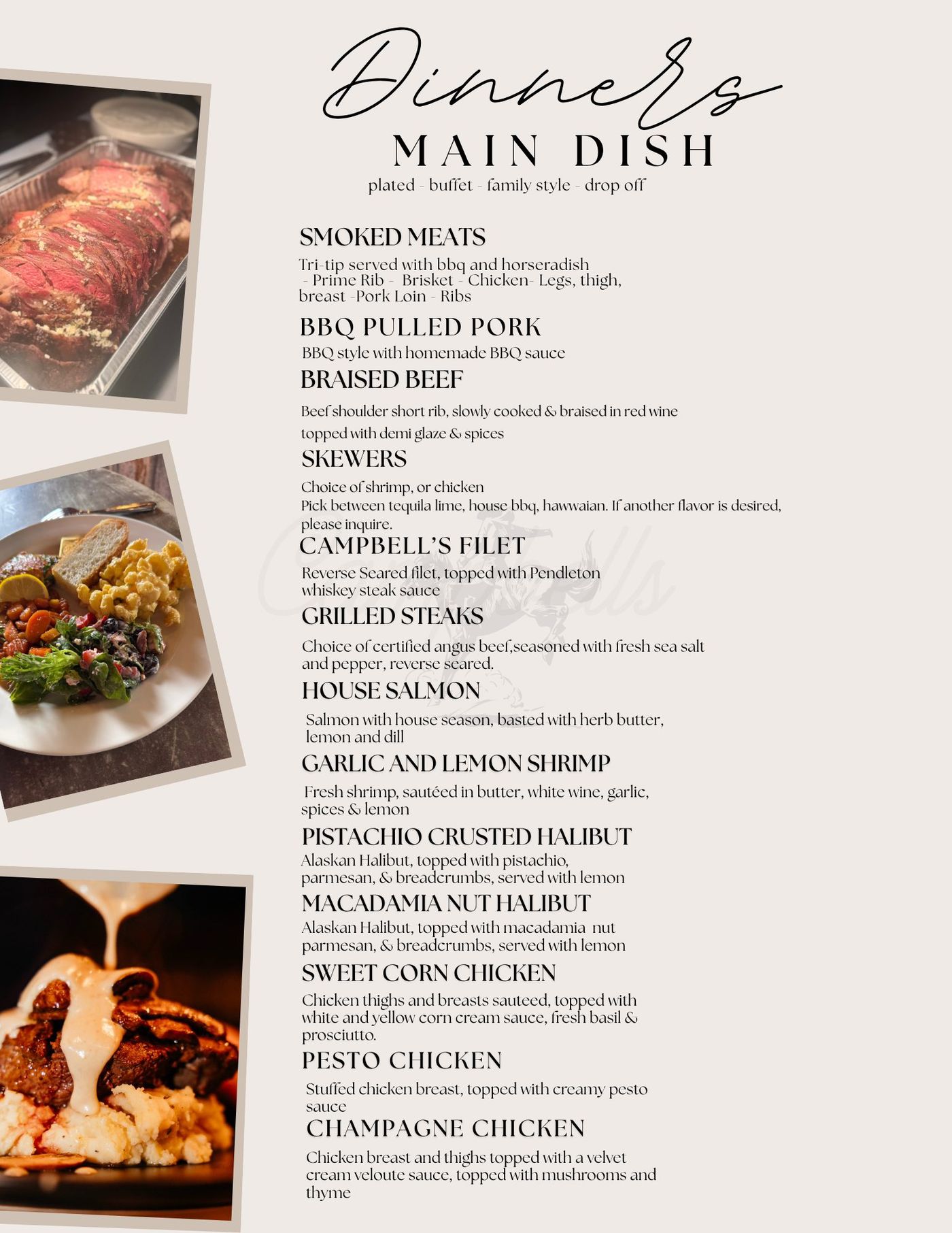 Dinner & Buffet Menu, page 1