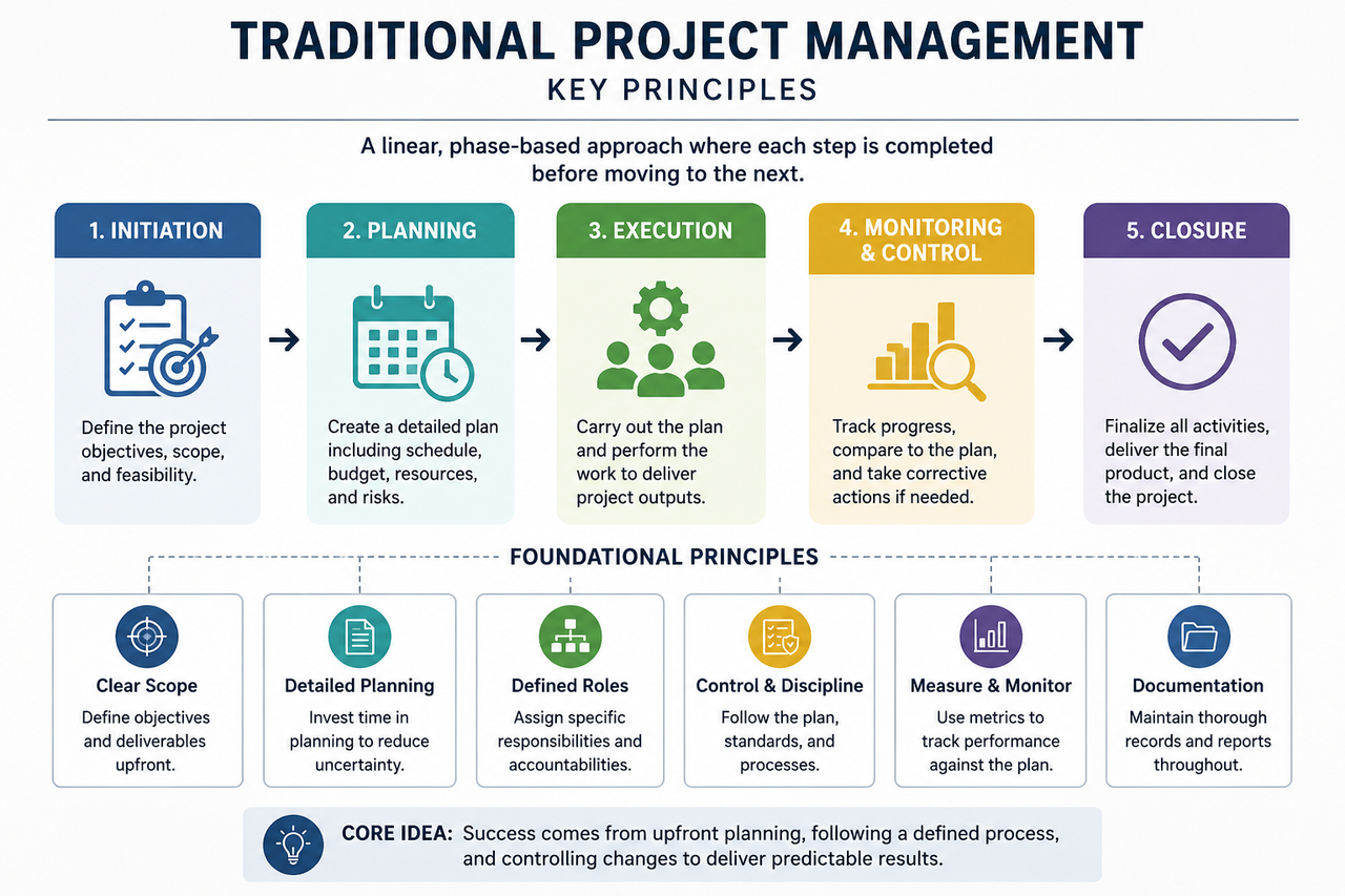 Traditional project management flowchart