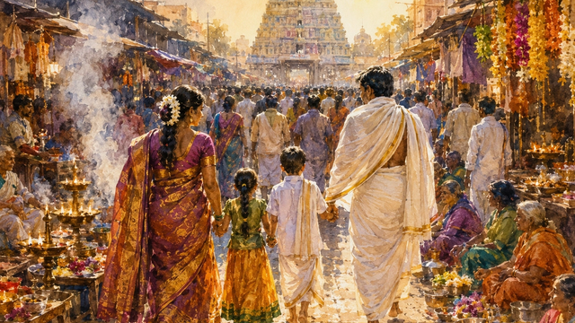 Temple premises on a Festival day
