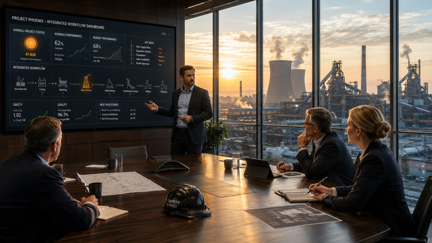 Corporate strategy meeting at sunrise