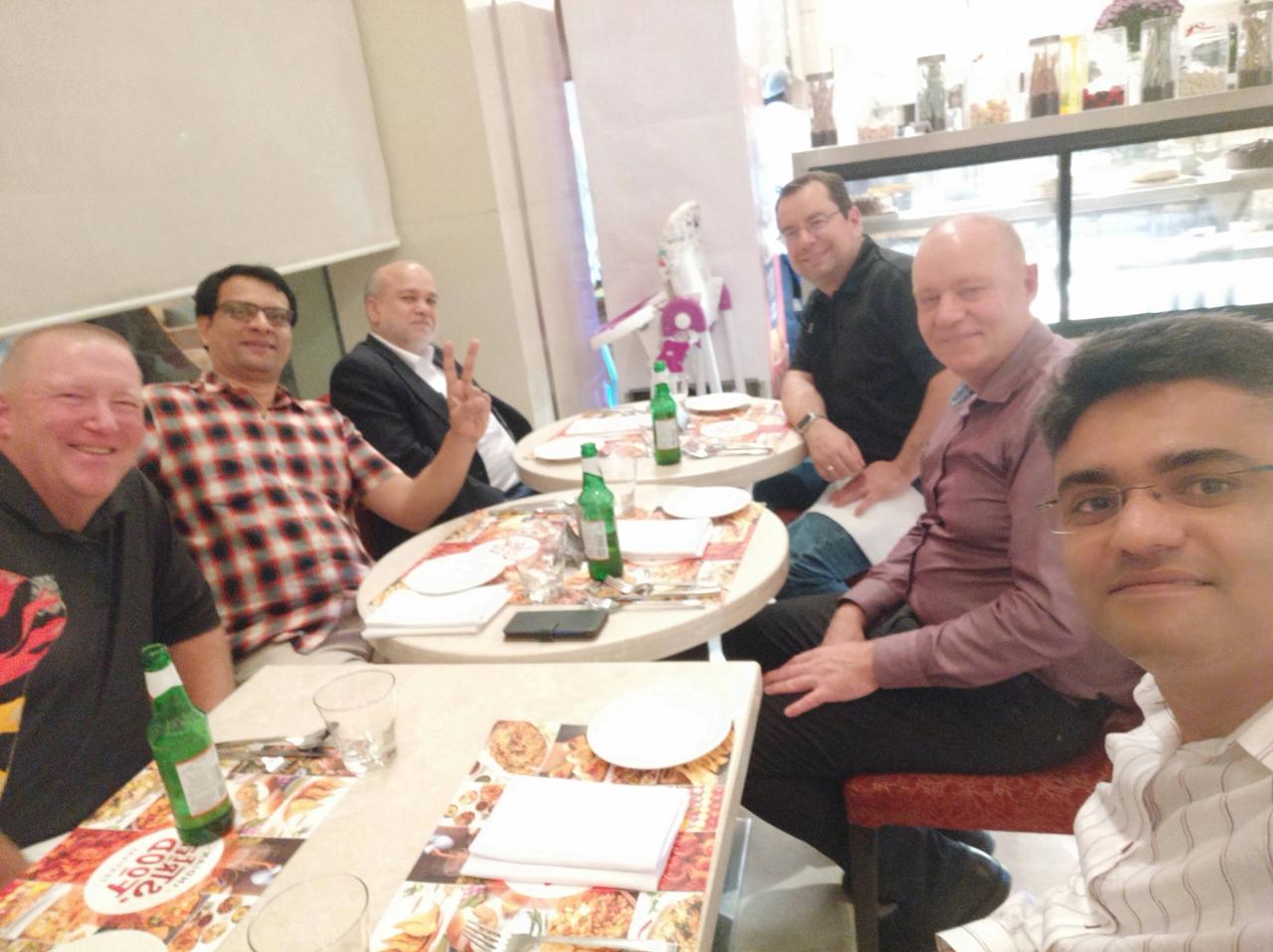 At the dinner table during customer project
