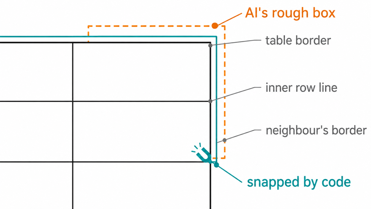 The model guesses, the code snaps