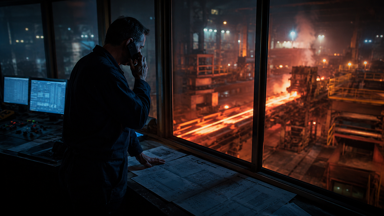 Overseeing the molten steel night shift