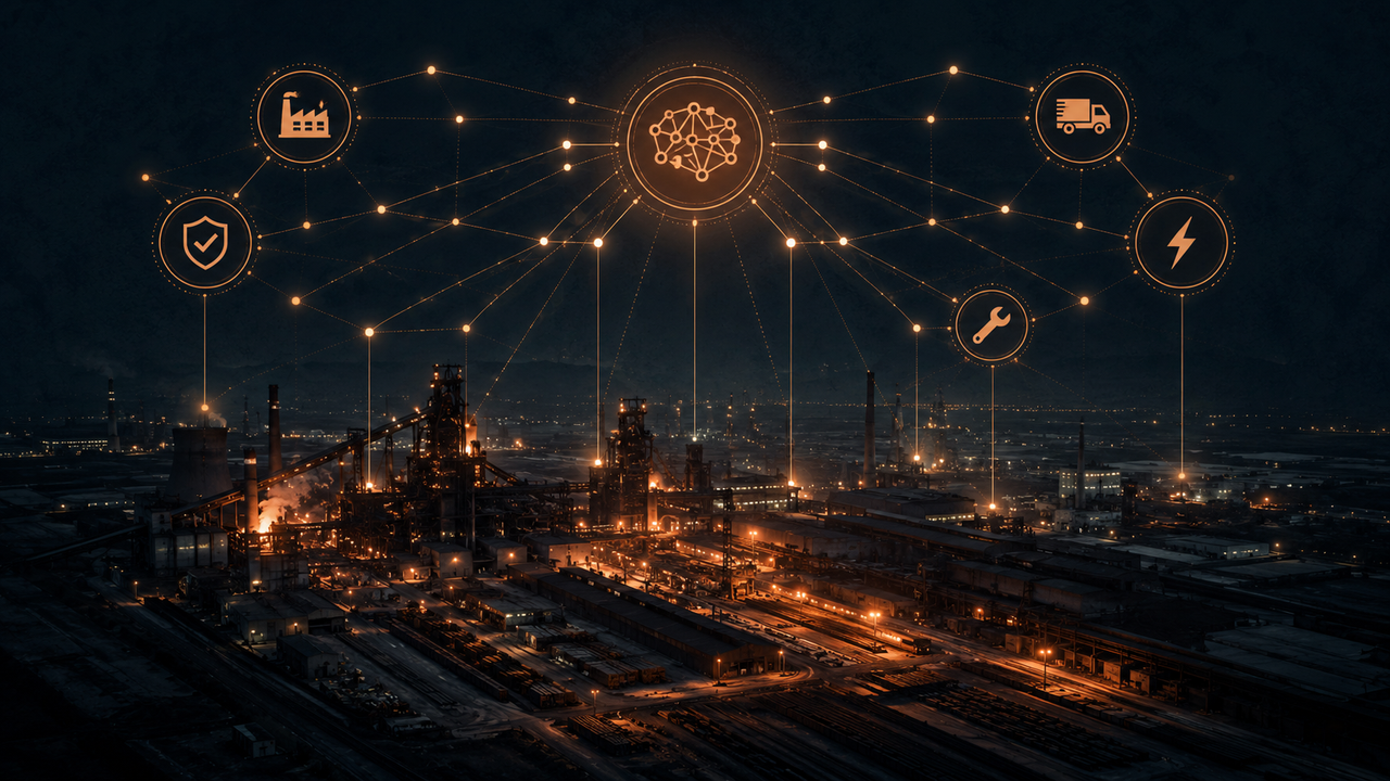 Industrial IoT network at night