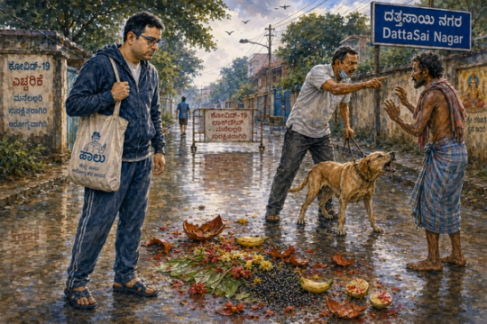Rainy Street with reflections and tensions