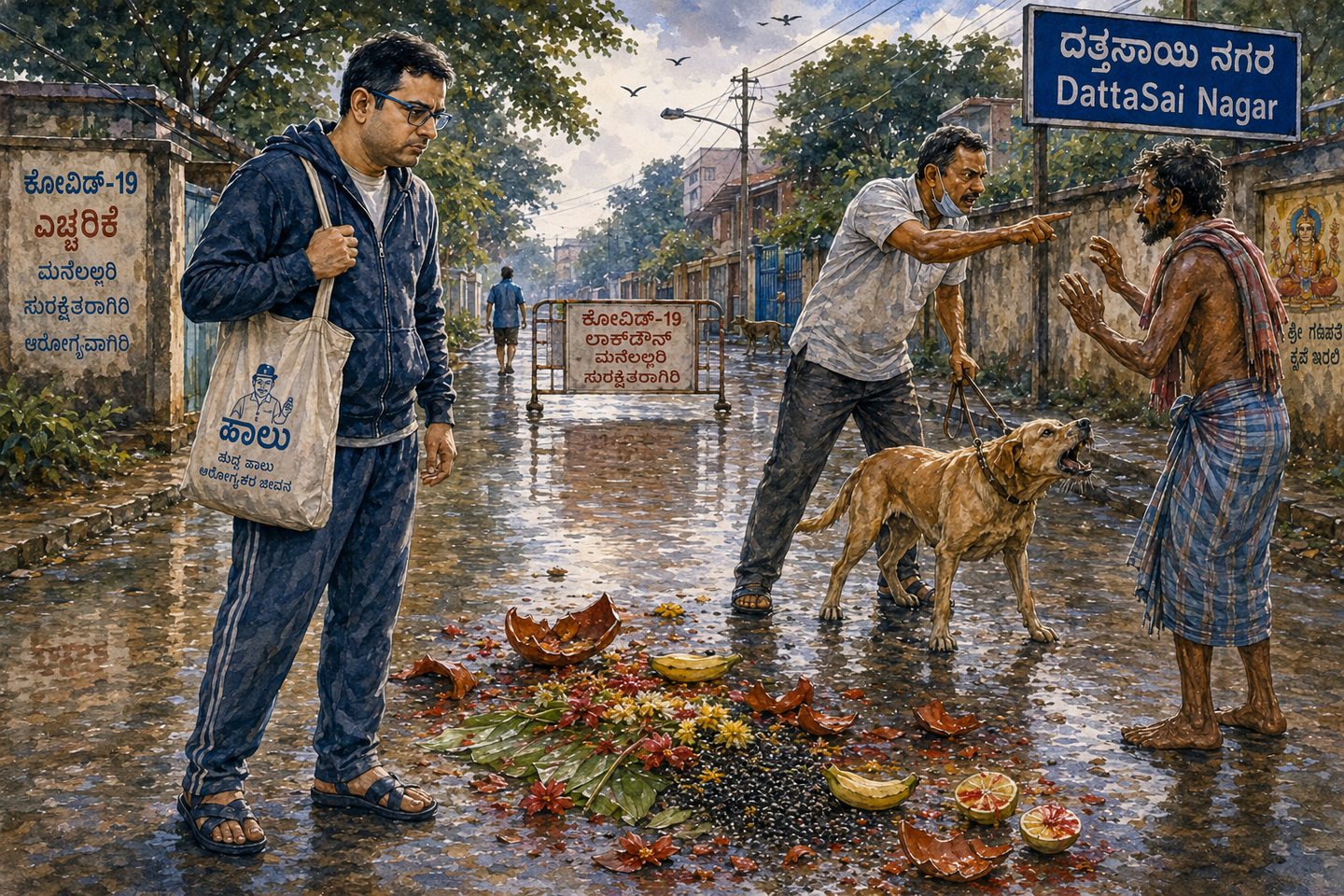 Rainy Street with reflections and tensions