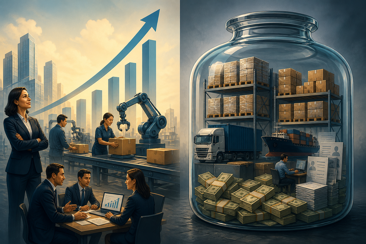 Revenue up, cash trapped