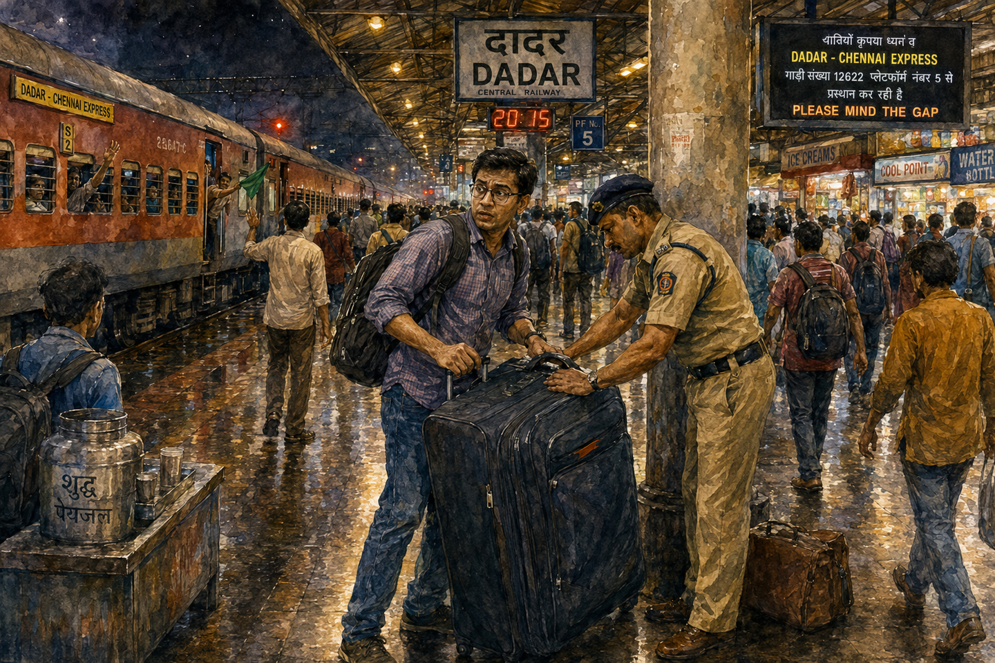 Mumbai Train station at Dusk
