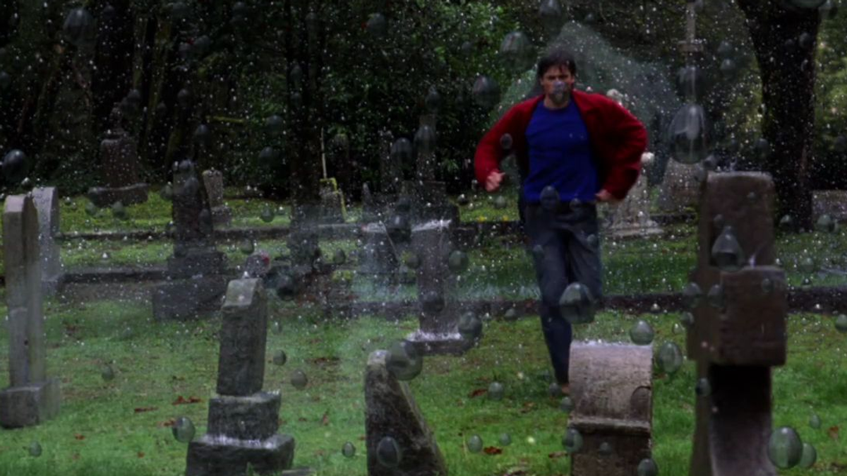 clark kent using super speed in the rain