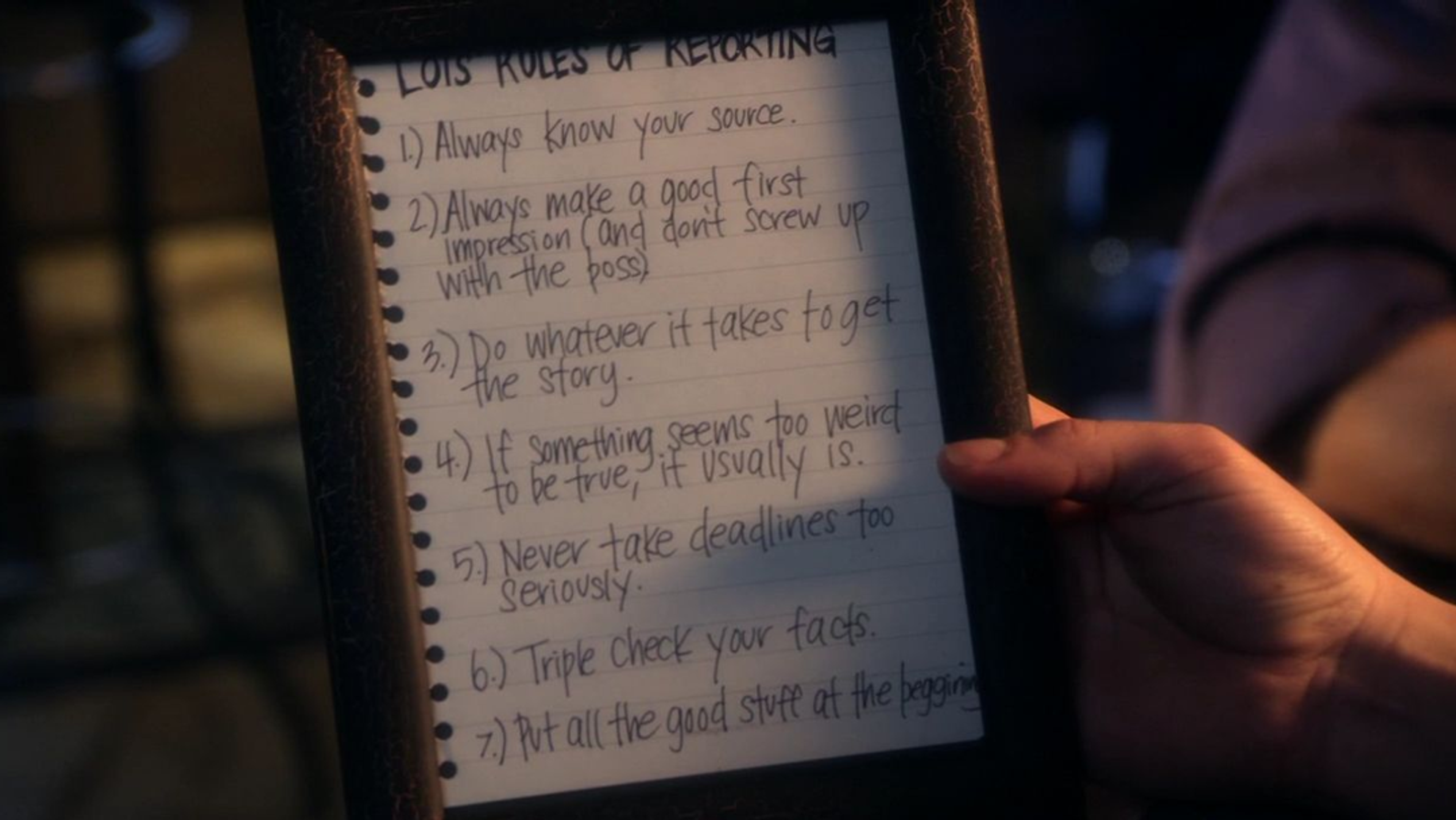 Lois Lane's rules of reporting.