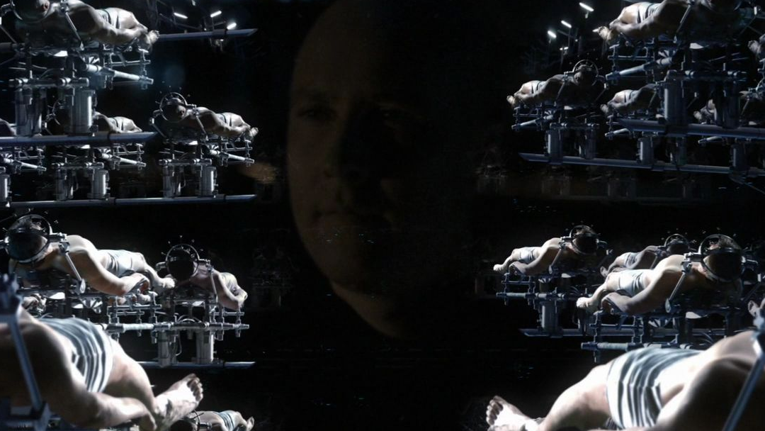 Lex Luthor looking at a batch of clones.