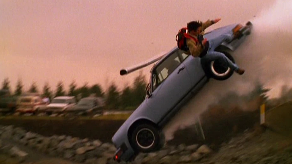 Lex hitting Clark with his porsche.