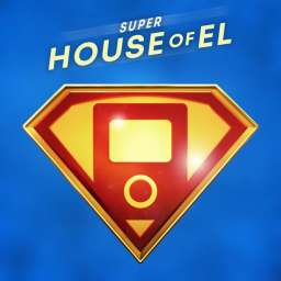 a super house of el logo on a blue background