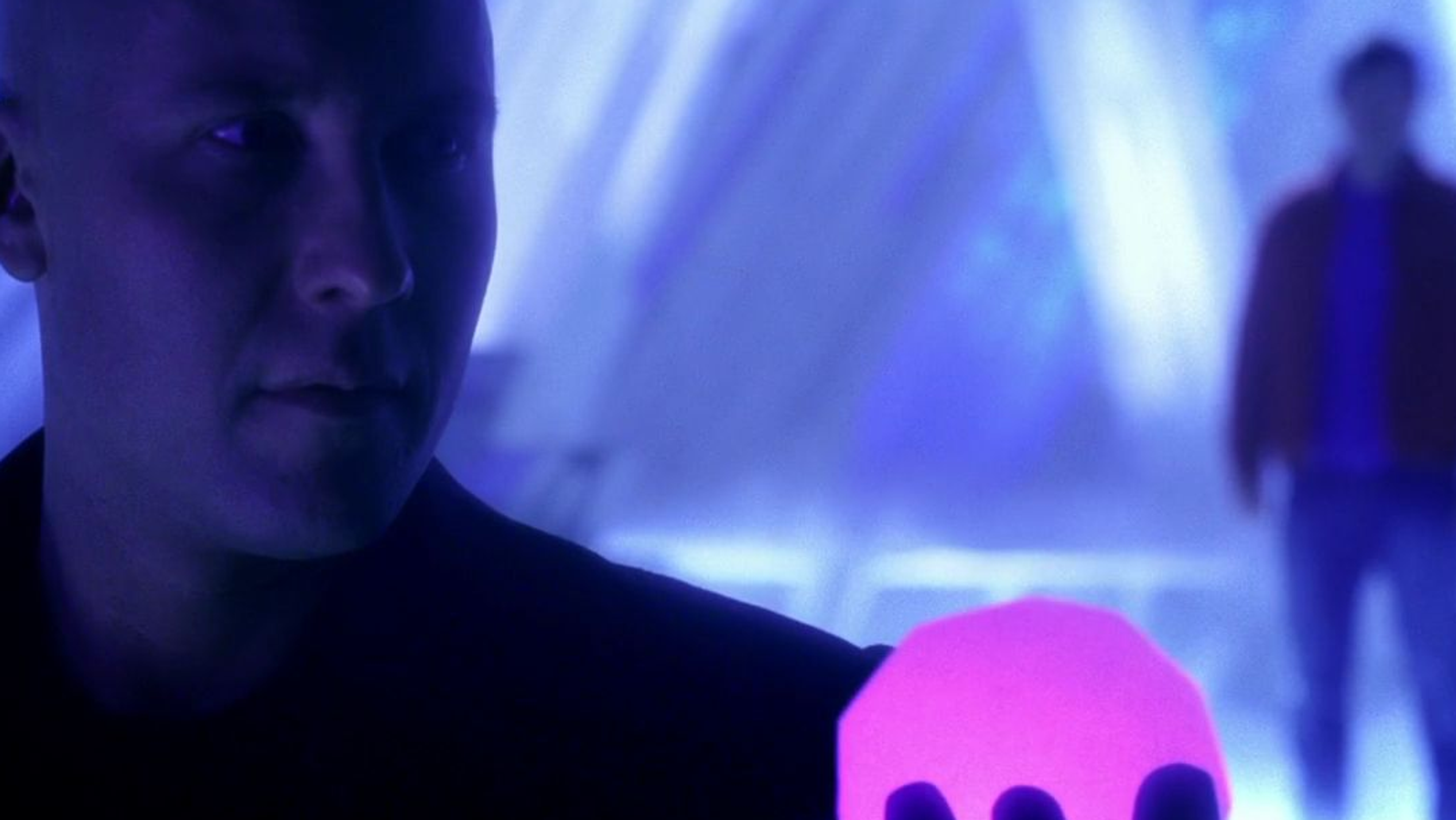 Clark Kent and Lex Luthor in the Fortress of Solitude.