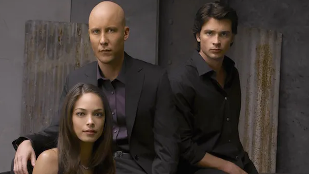 Promotional image of Clark, Lex, and Lana.