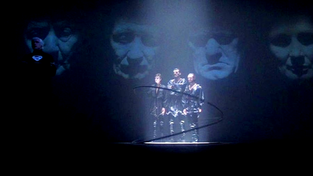 General Zod and his cohorts stand before the kryptonian council.
