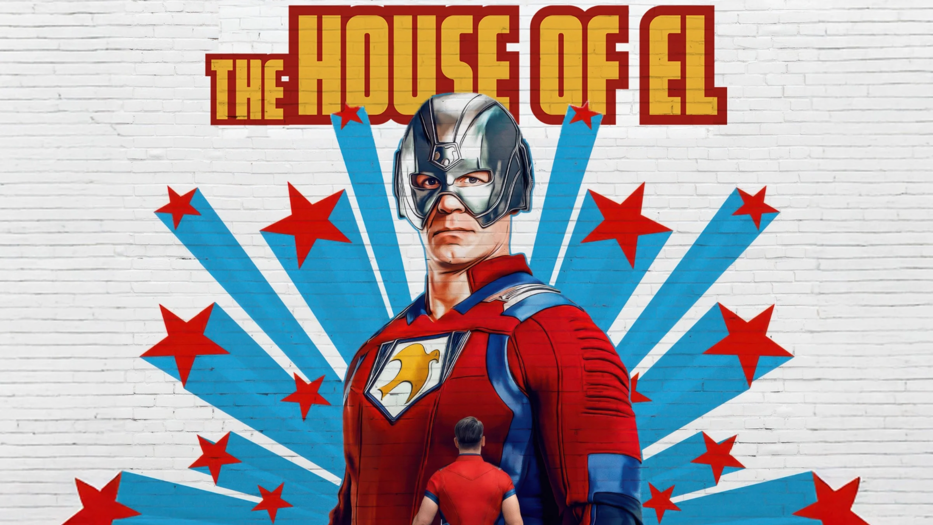 Peacemaker staring at a mural