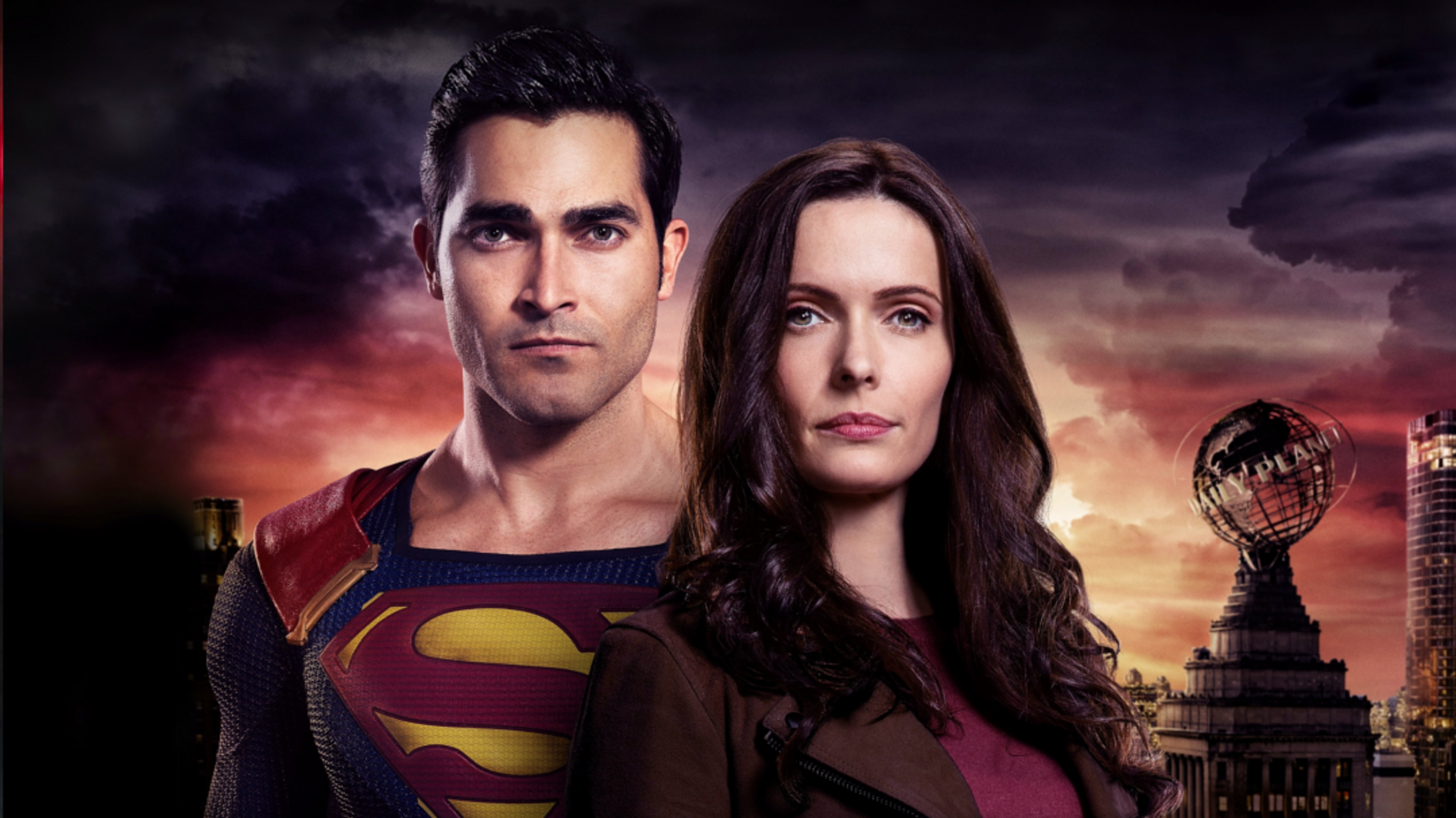 Promotional banner featuring Tyler Hoechlin and Bitsie Tulloch as Superman and Lois.