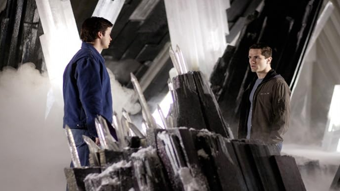 Clark Kent and Davis Bloome in the Fortress of Solitude.