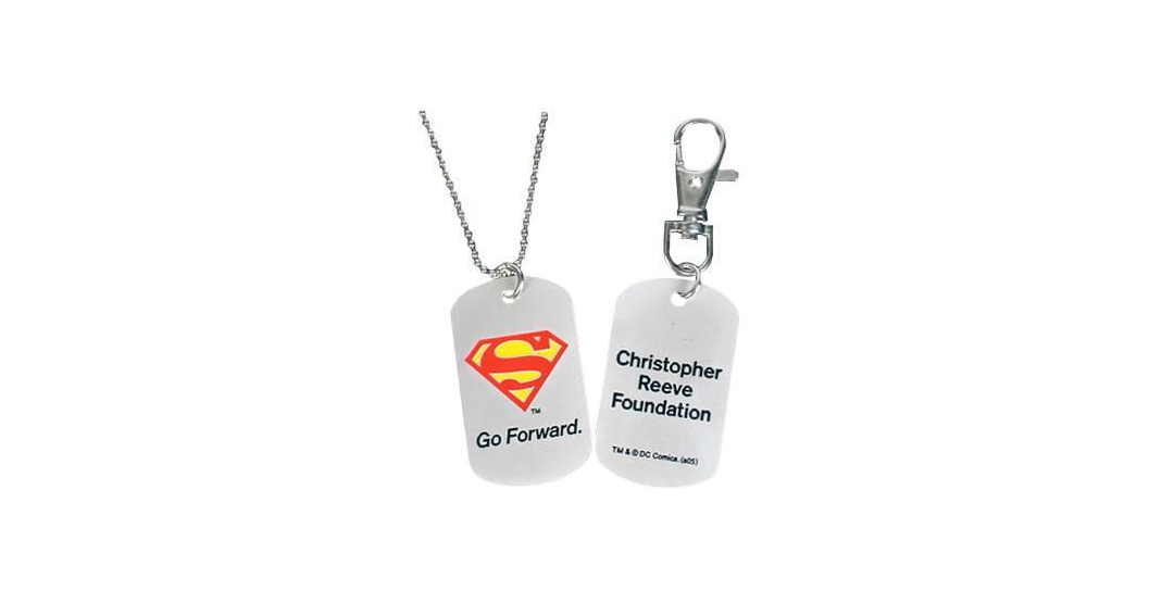 Superman dog tags that were sold to benefit the Reeve foundation.