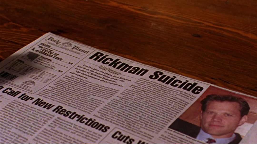 A newspaper headline reporting on the demise of Bob Rickman.