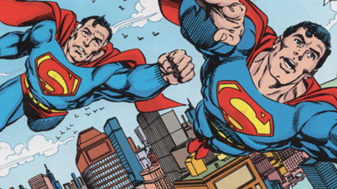 A crossover between multiversal Supermen.