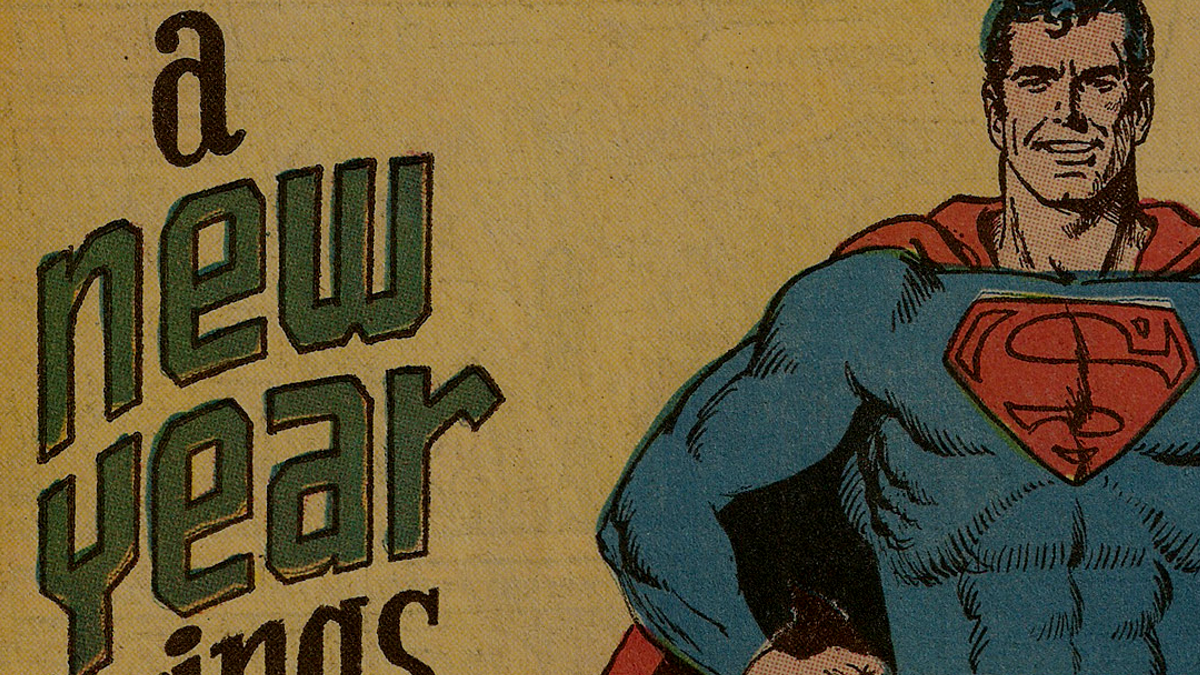 A house ad for Superman that mention's the New Year.