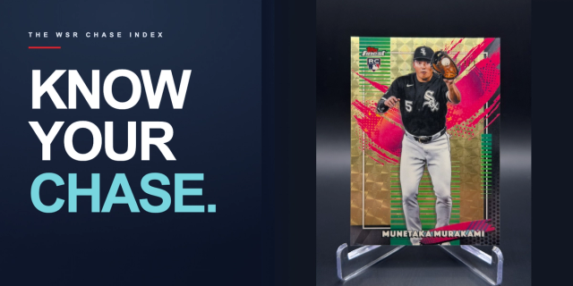 Know Your Chase, alongside Jake’s photograph of a Munetaka Murakami Topps Finest 1/1 rookie card