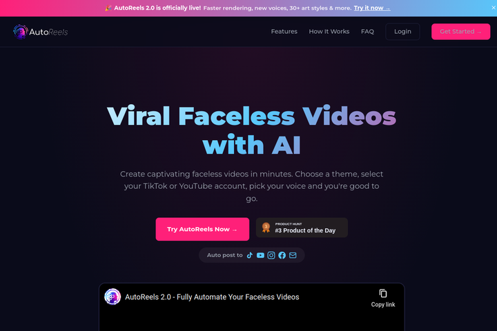 Screenshot of AutoReels v2
