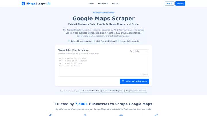 Screenshot of GMapsScraper.AI