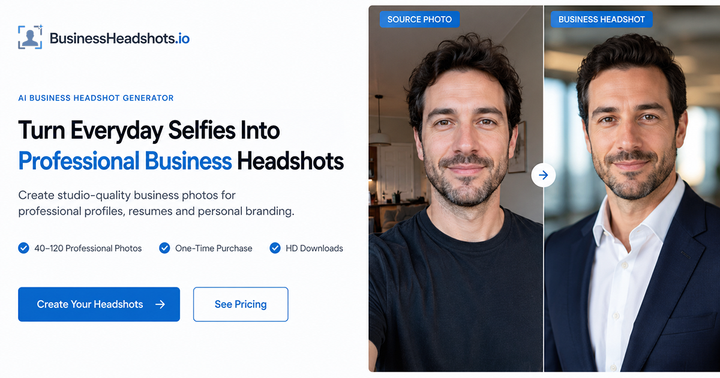 BusinessHeadshots.io AI business headshot generator preview