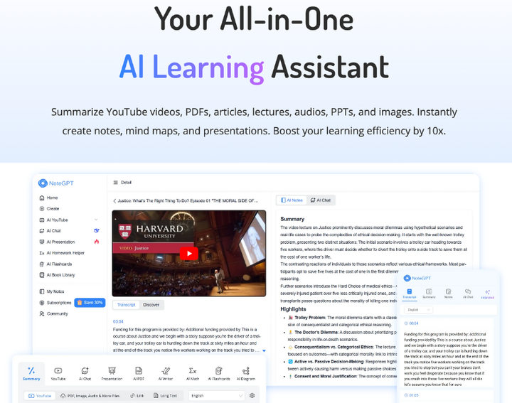 Screenshot of NoteGPT
