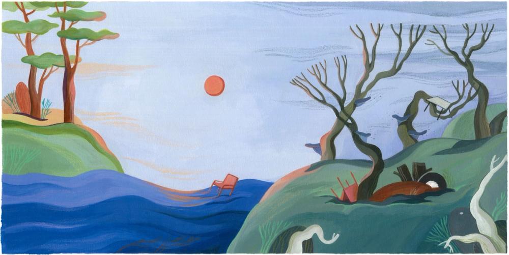 Illustration of untouched and ruined lands