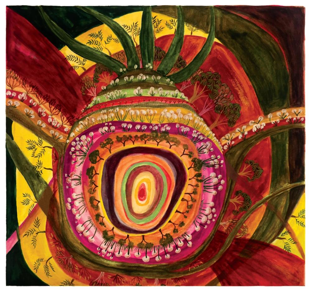 illustration of a multicoloured, multilayered onion.