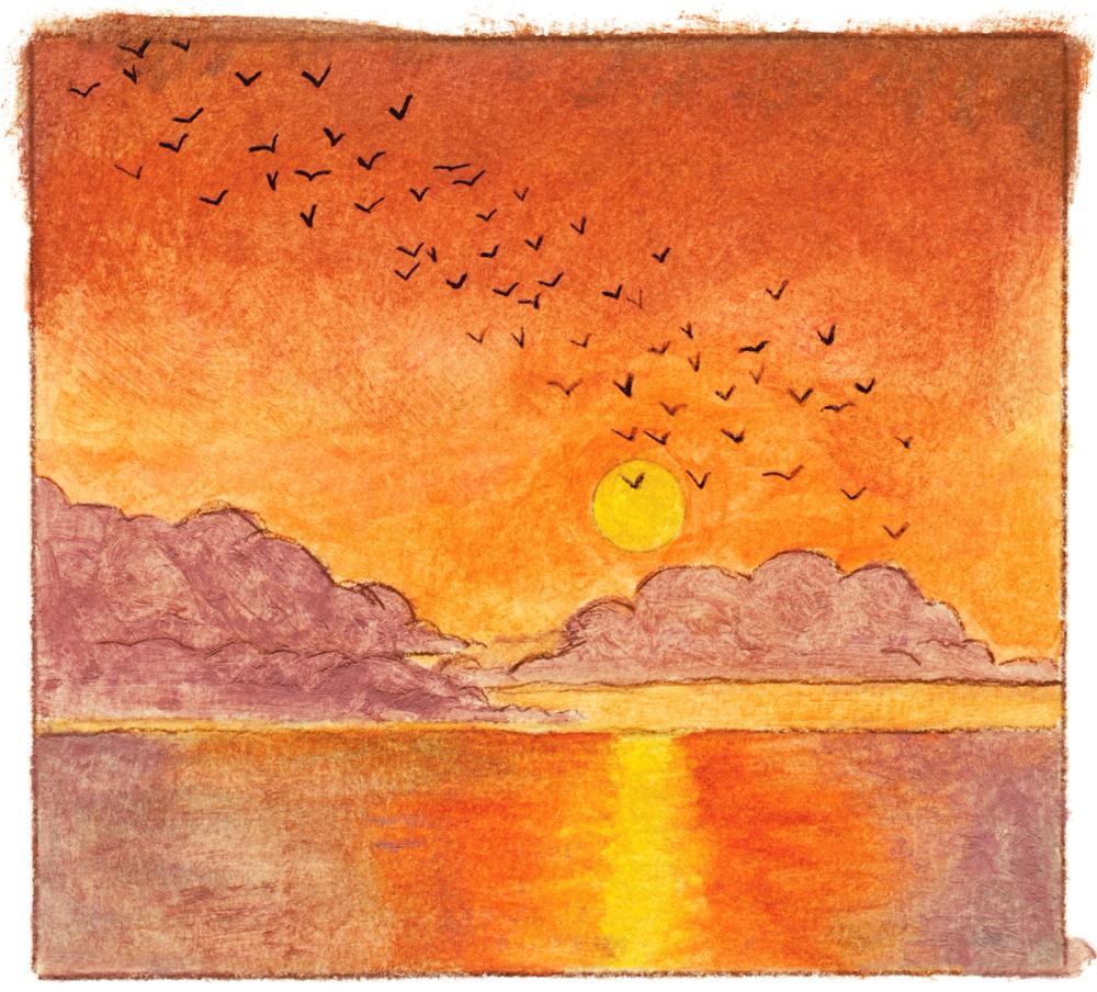 Illustration of the sun rising