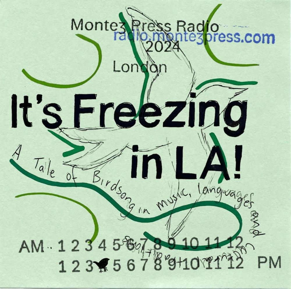 a tile that says 'It's Freezing in LA! A Tale of Birdsong in Music, Language, and Culture