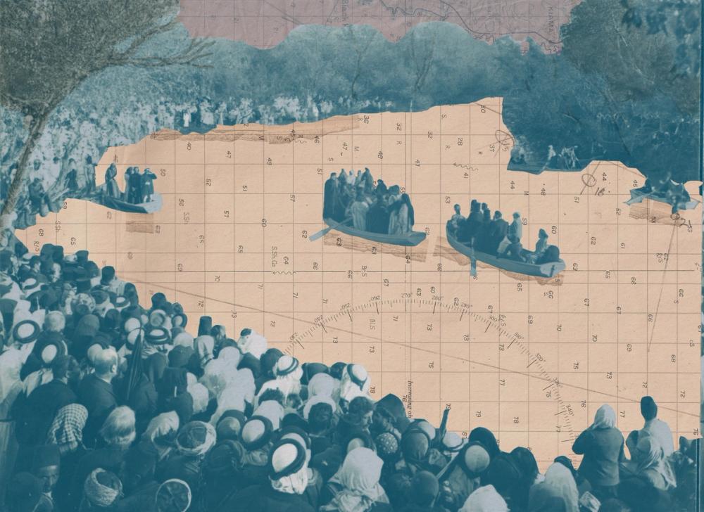 collage of boats on the River Jordan