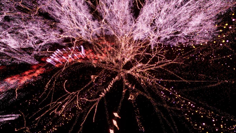 an image of a tree, it is bright and pointilated