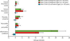 Vascular and inflammatory diseases after COVID-19 infection and vaccination in children and young people in England: a retrospective, population-based cohort study using linked electronic health records