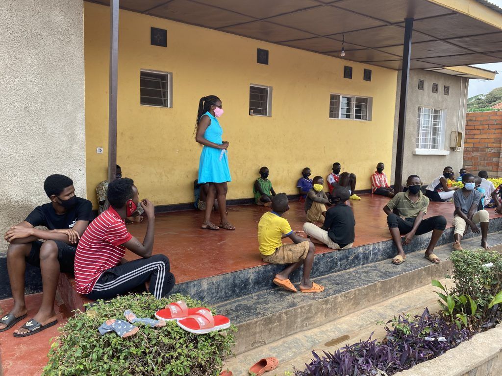 Alphonsine in Rwanda at the Learning Center with children