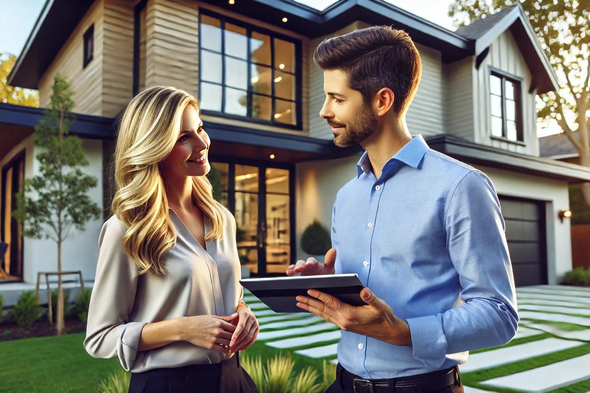 Image of an interior designer talking with the homeowner