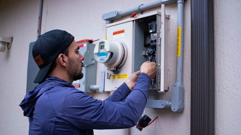 Ilustrasi cuci ac terdekat — hvac technician repairing split air conditioner